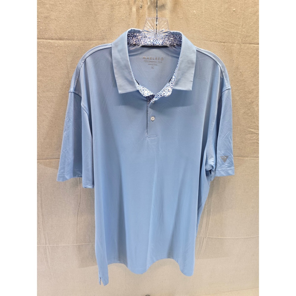 Maelreg Performance Polo Shirt Mens XL Light Blue Short Sleeve Golf Athletic